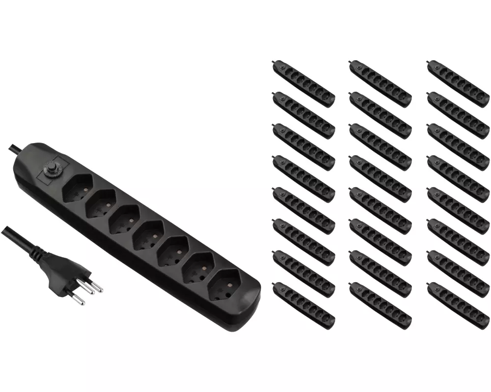 FURBER.power Steckdosenleiste mit Überlastschutz 7x T13, 25 Stück