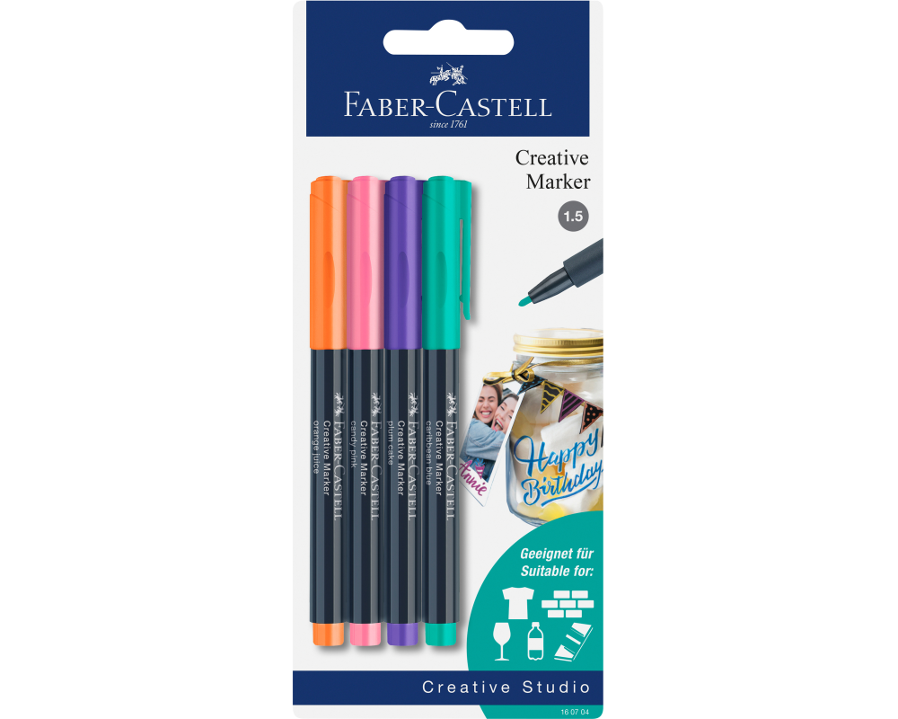 FABER-CASTELL Creative Marker 1-3mm 160704 assortiert 4 Stück