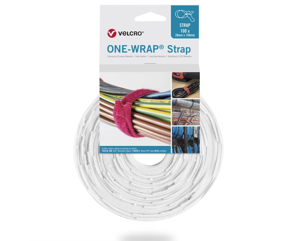 VELCRO One Wrap Strap 13mm x 200mm, 100 Stück, weiß