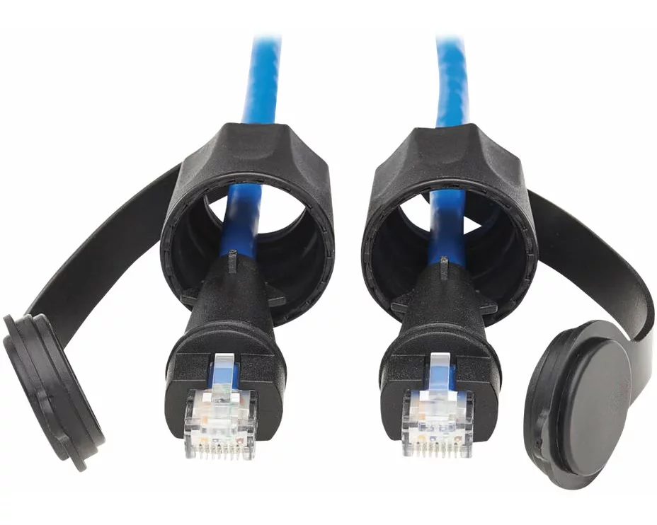 EATON TRIPPLITE Industrial, Cat6, UTP Ethernet Cable, RJ45m/M, 100W, PoE, CMR-LP, IP68, Blue, 3 ft. 0.91m