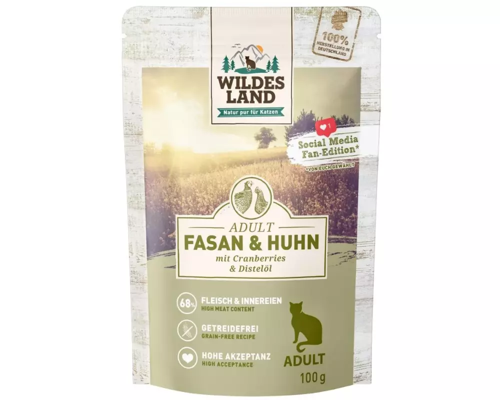 Wildes Land Nassfutter Adult Fasan & Huhn 12 x 100 g