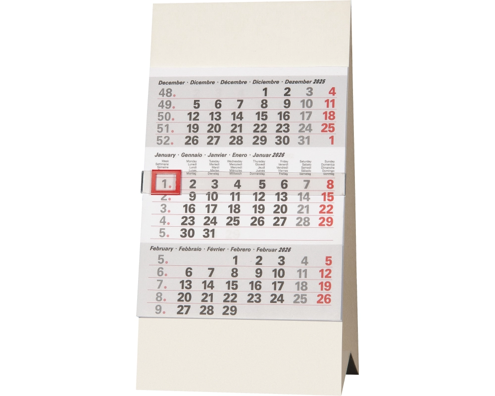 Biella Pultkalender 2026 3M/1S, 9.7 x 12 cm