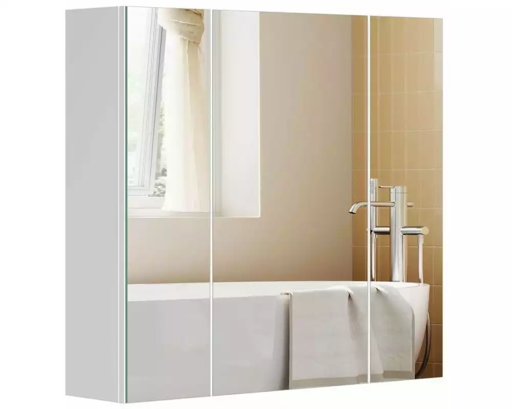 VASAGLE Spiegelschrank Weiss, 60 x 15 x 55 cm