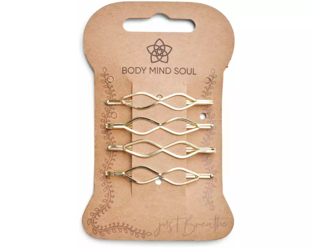 Body Mind Soul Haarnadel Yoga gewellt 5.5 cm 4 Stück, gold