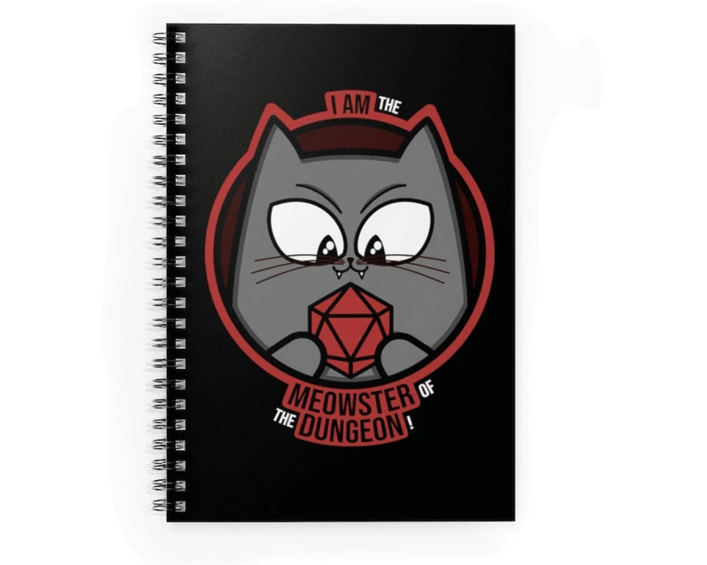 Glass Staff Notizbuch Meowster of the Dungeon Schwarz/Grau