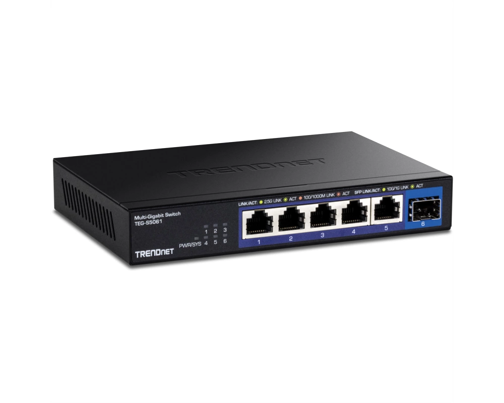 TRENDnet TEG-S5061 6-Port Switch, 2.5G Unmanaged Switch mit 10G SFP+ Port