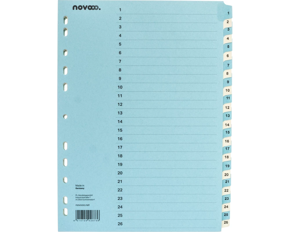 NOVOOO Kartonregister A4 40554 blau/beige 1-52