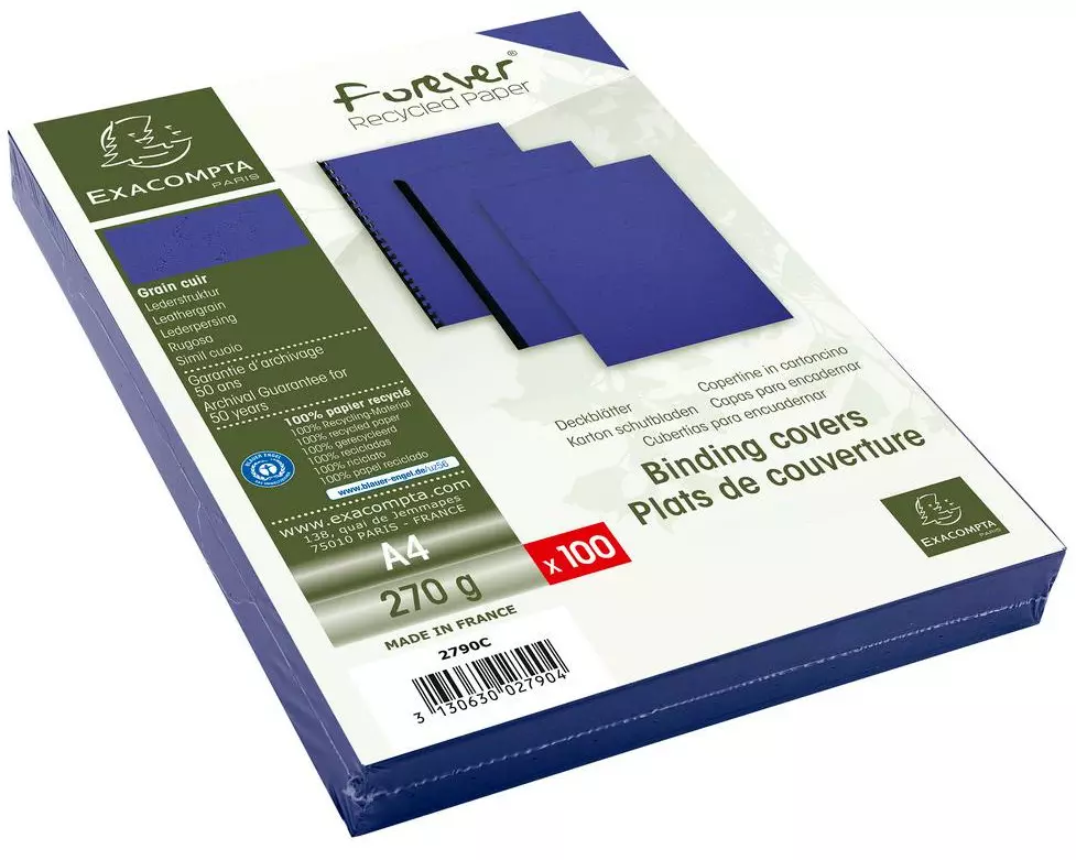 Exacompta Einbanddeckel Evercover 270 g/m², 100 Stück, Blau