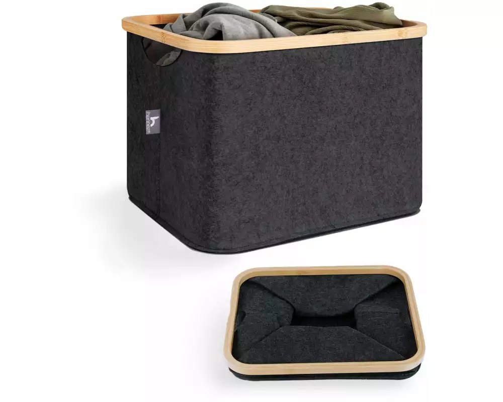 Hennez Wäschekorb Laura 40 l, Anthrazit/Nature