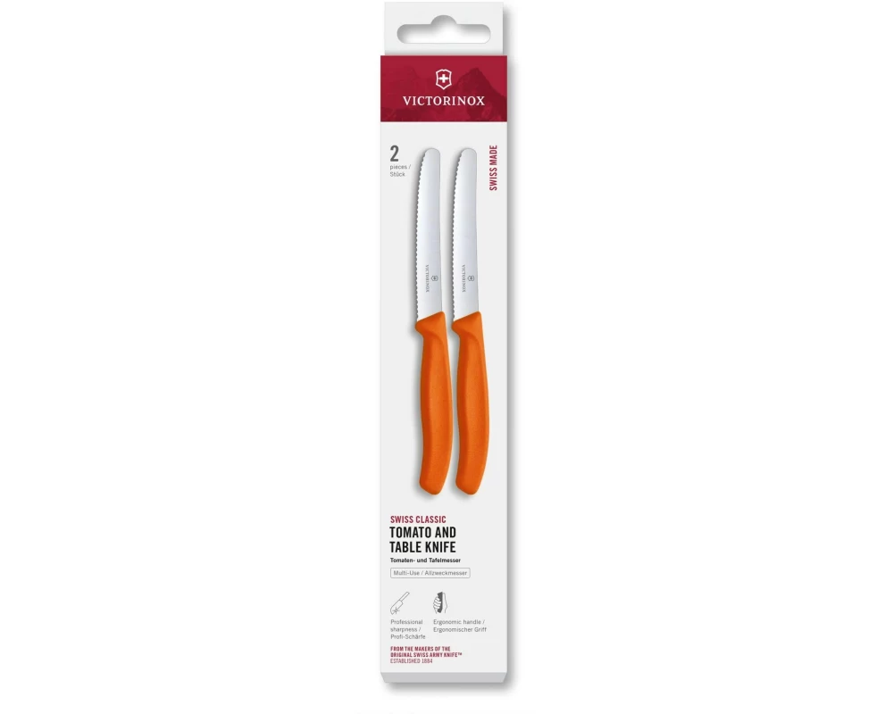 Victorinox Tafelmesser Swiss Classic, 11 cm, Orange, 2 Stück