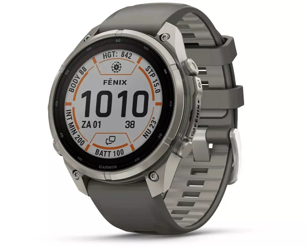 GARMIN Fenix 9 Pro Solar 47 mm Titan Kieselgrau Silbergrau