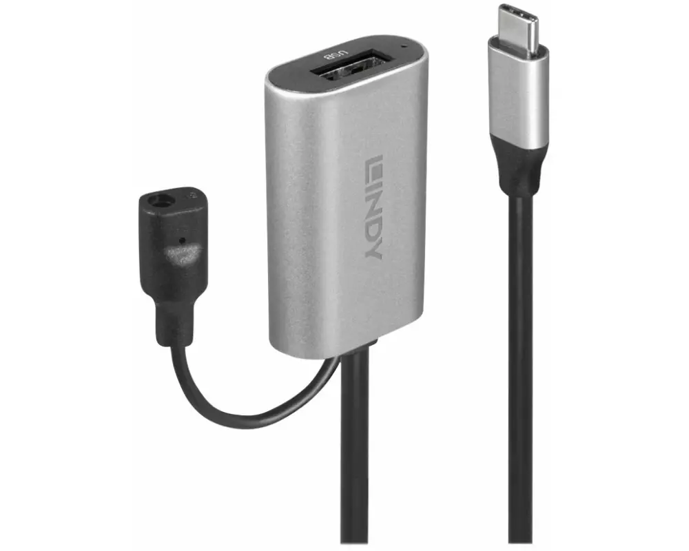 LINDY USB Cable, USB 3.1, Active USB/C-USB/A, M-F, 5m