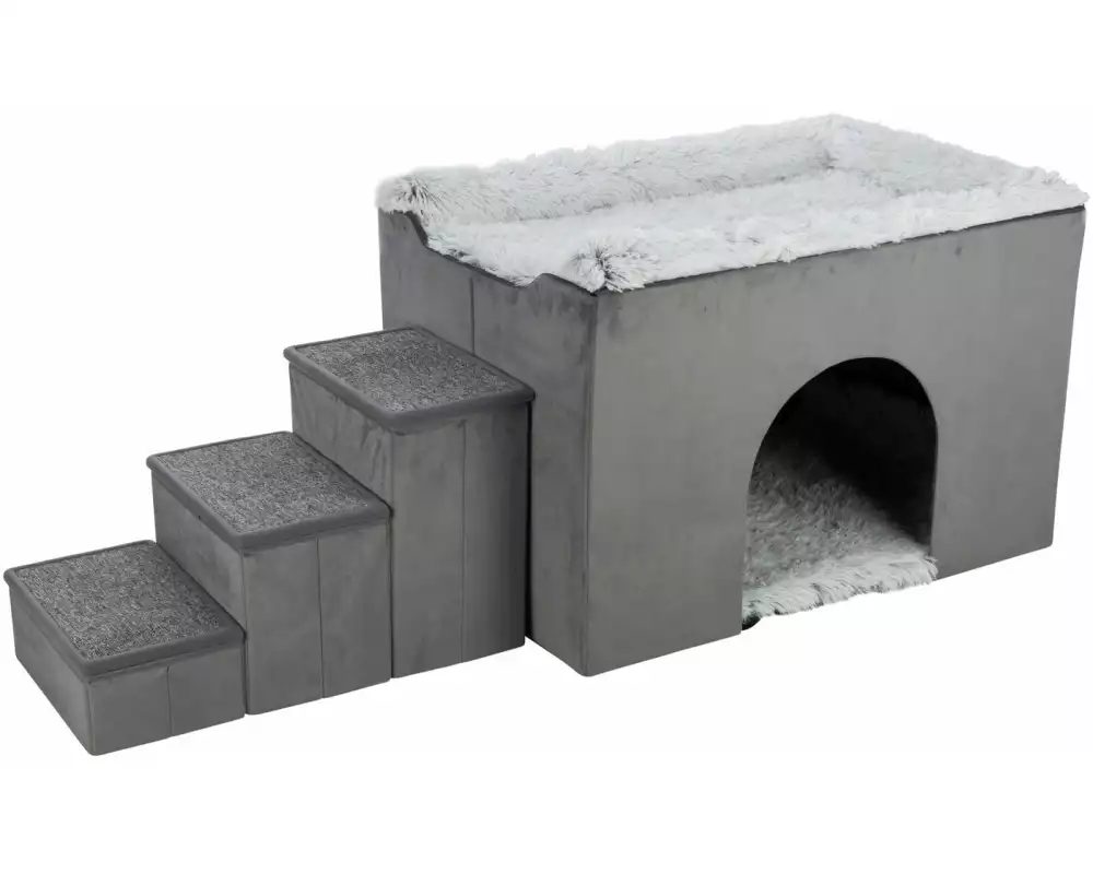 Trixie Höhle Harvey mit Treppe, 154 × 60 × 60 cm, Grau