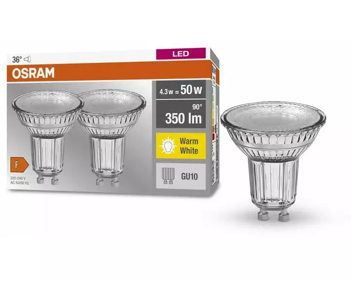 OSRAM Lampe LED BASE PAR16 4.3W, GU10, Warmweiss (WW)