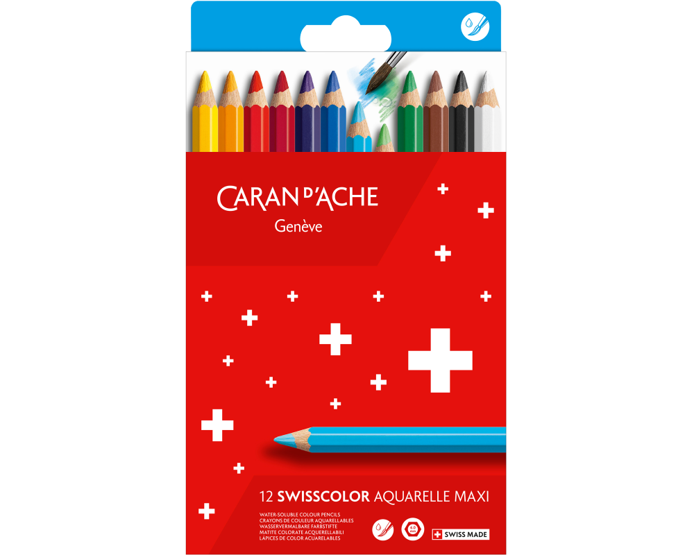 CARAN D'ACHE Farbstifte Swisscolor 498.812 Maxi 12 Stück