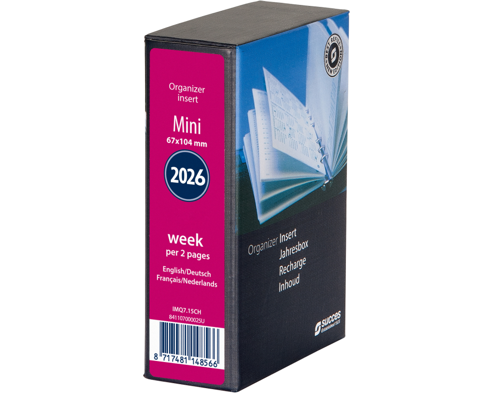 SUCCES Agenda Mini 2026 841107000026U 1W/2S Ersatz kompl. 6.7x10.4cm