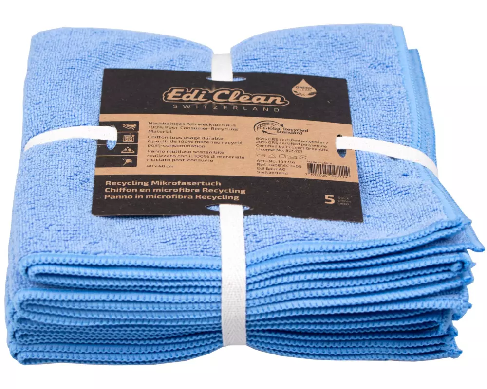 Edi Baur Mikrofaser-Reinigungstuch EC 5 Stück, Blau