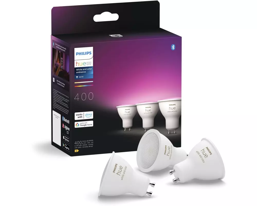 Philips Hue White & Color Ambiance GU10 Dreierpack 3 x 400 lm