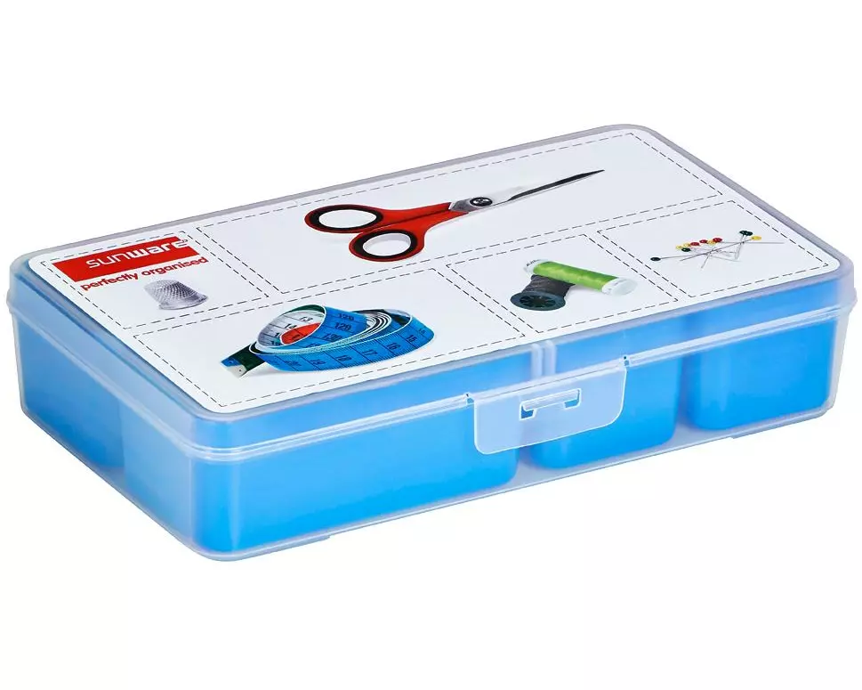 Sigma Home Aufbewahrungsbox Nähkasten Blau, 24.5 x 15 x 5.2cm