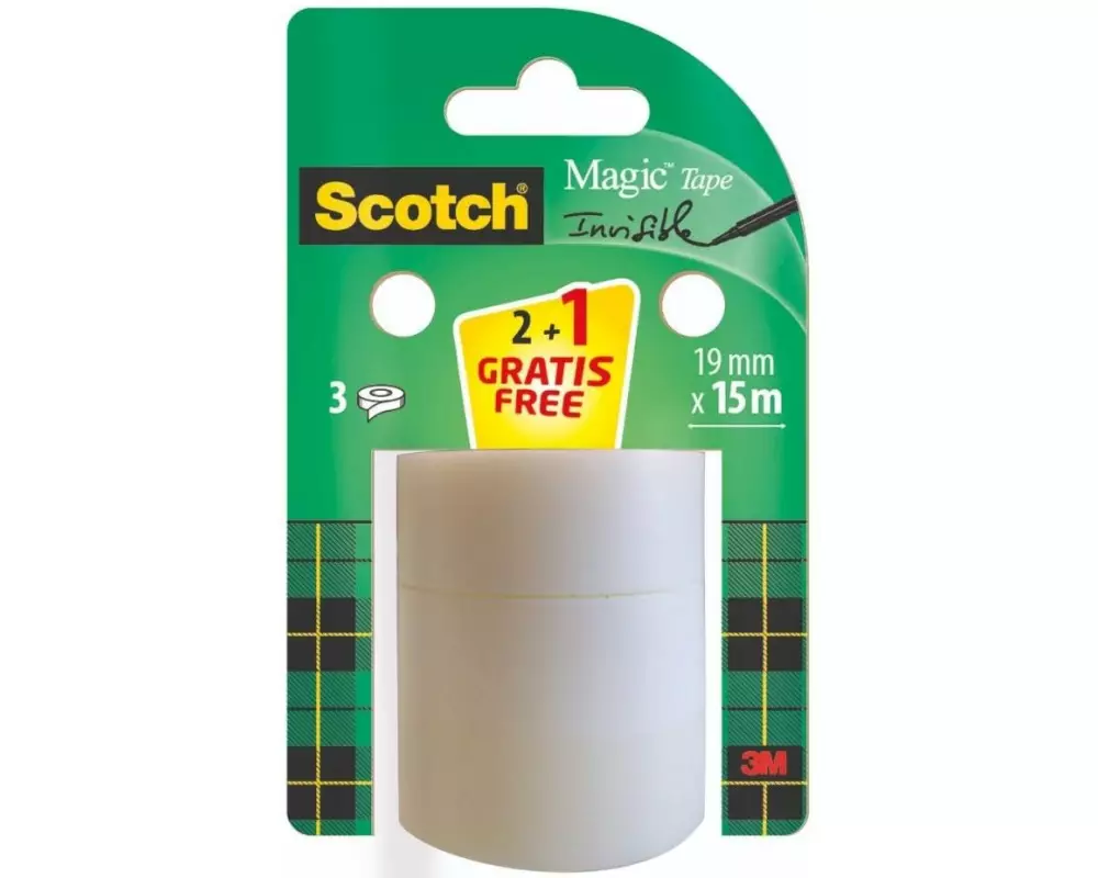Scotch Klebeband Magic 19 mm x 15 m, 2 Rollen + 1 Gratis