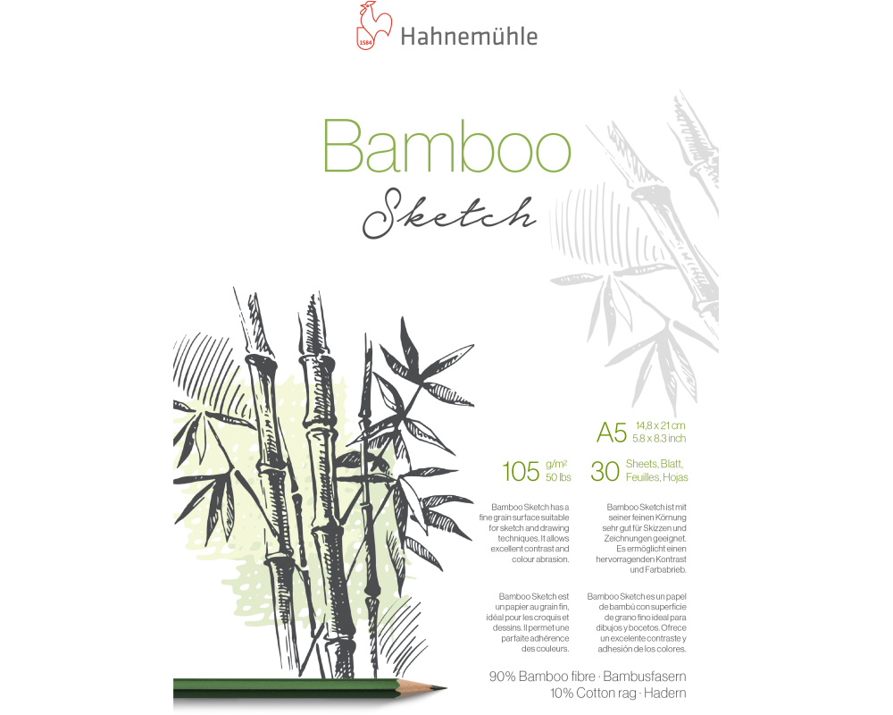 HAHNEMÜHLE Skizzenblock Bamboo A5 10628560 weiss, 105g 30 Blatt