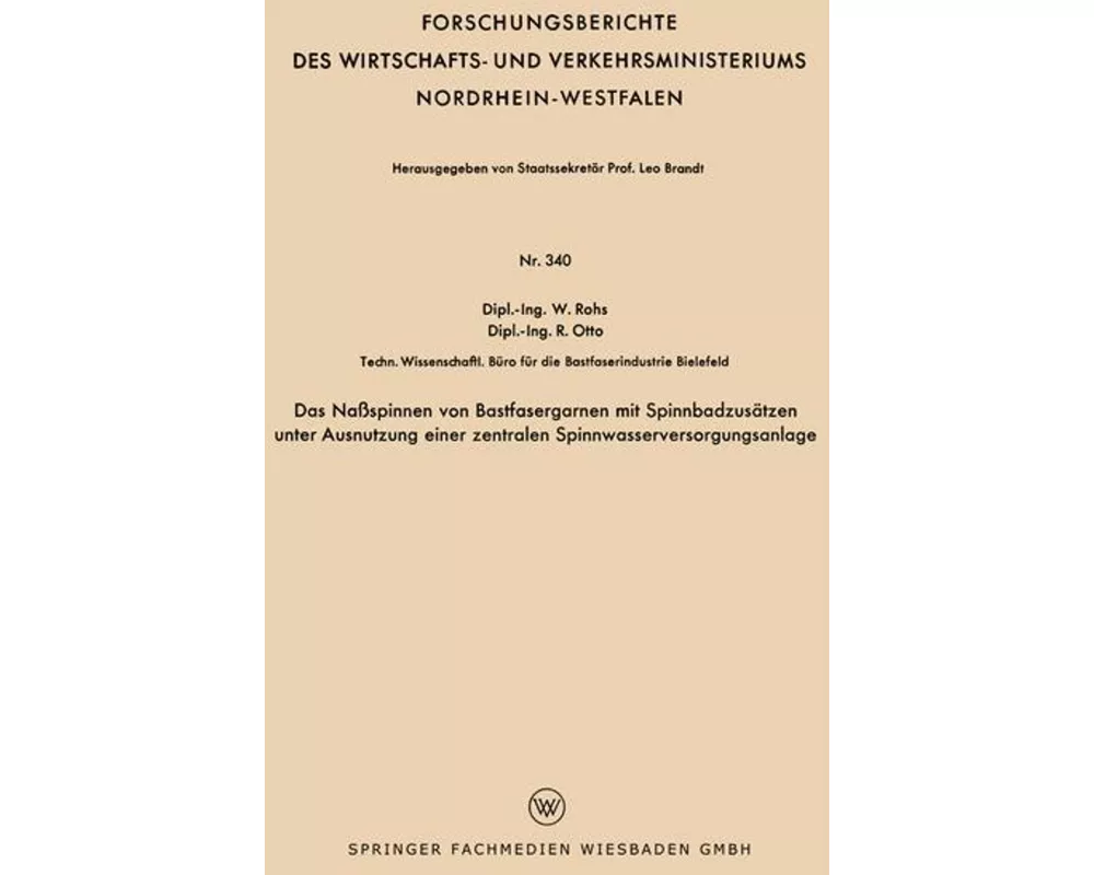 Das Naßspinnen von Bastfasergarnen mit Spinnbadzusätzen unter Ausnutzung einer zentralen Spinnwasserversorgungsanlage