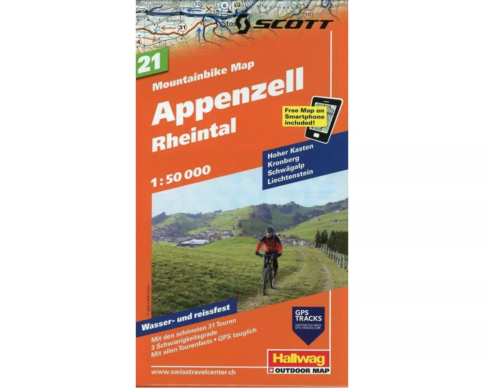 Hallwag Mountainbike-Karte 21 Appenzell 1:50.000