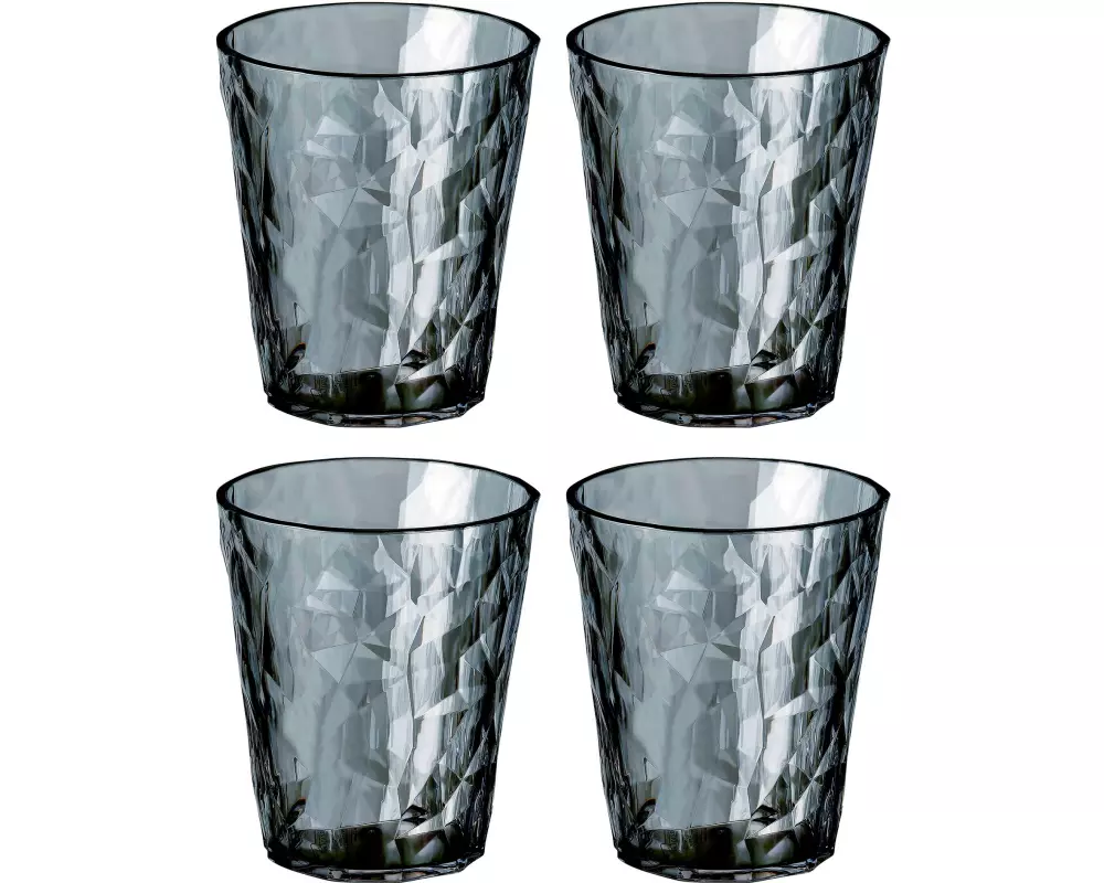 Koziol Trinkglas Club No. 1 250 ml, 4 Stück, Grau