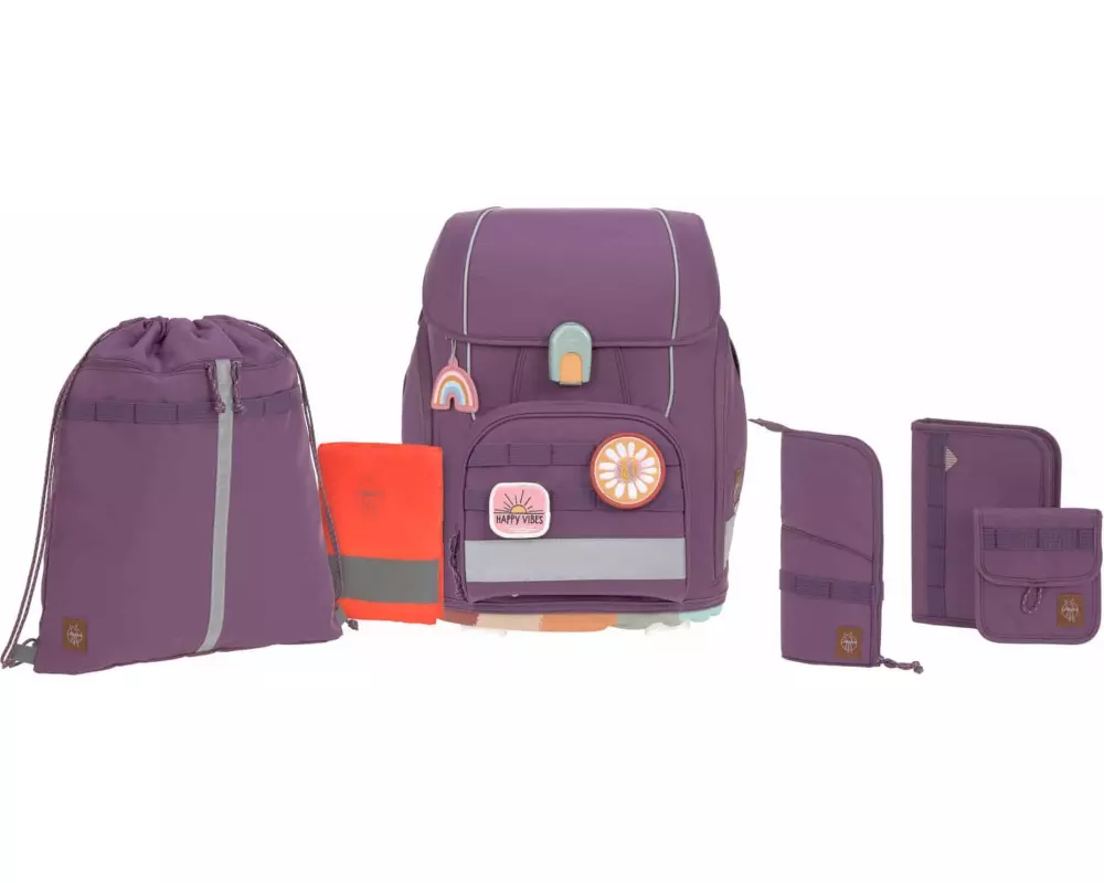 Lässig Schulthek-Set Boxy Unique Speckles Purpur, 7-teilig