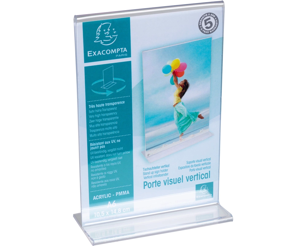 EXACOMPTA Tischaufsteller A6 86158D transparent, T-Form hoch