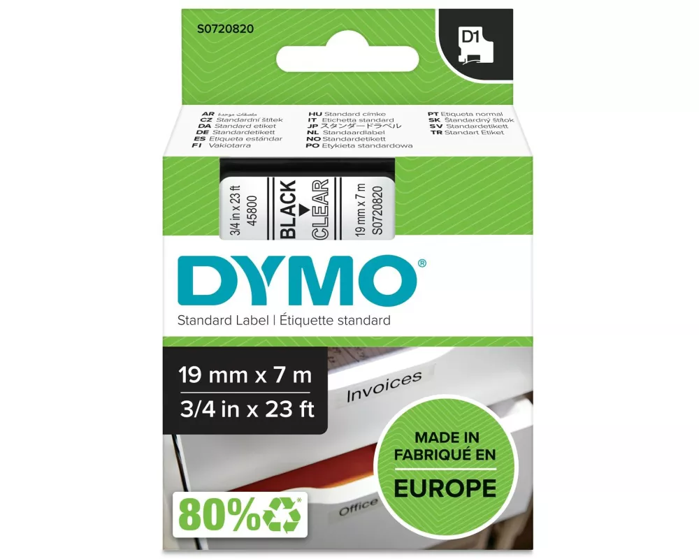 DYMO Beschriftungsband D1 Schwarz auf Transparent
