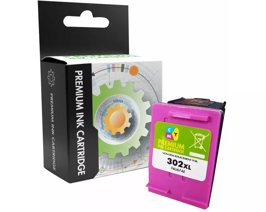 STATIC Ink cartridge compatible with HP F6U67AE 302XL Tri-color remanufactured 330 pages