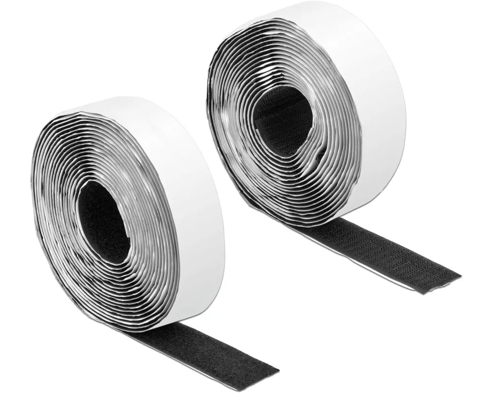 Delock Klettband-Rolle 5m x 25 mm Haft und Flauschband Schwarz