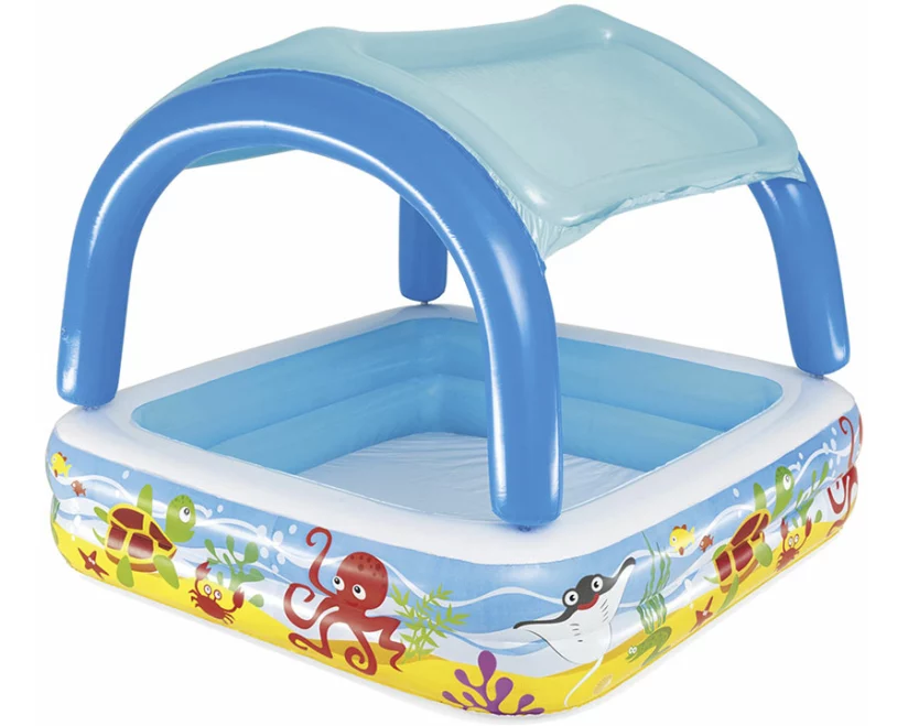 Bestway Planschbecken Beach Buddy mit Sonnenschutzdach 140 x 140 x 114cm