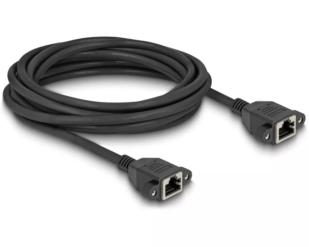Delock Patchkabel Verlängerungskabel Cat 6A, S/FTP, 5 m, Schwarz