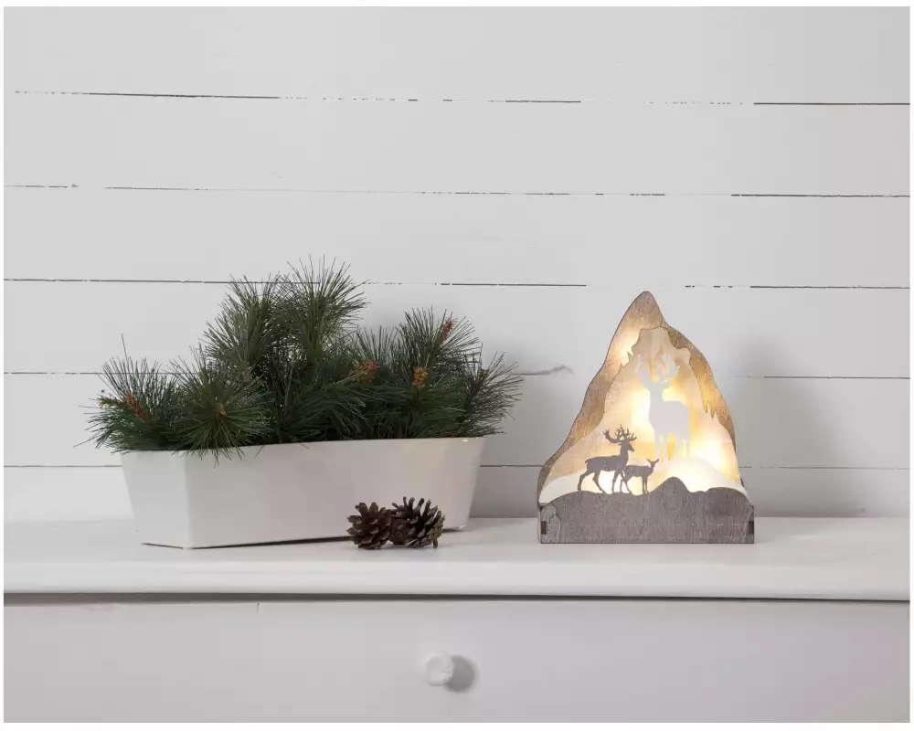 Star Trading Tischdeko Gebirge Fauna, 28 cm, Holz