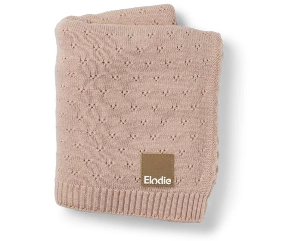 ELODIE Babydecke Pointelle Blushing Pink Lochstrick