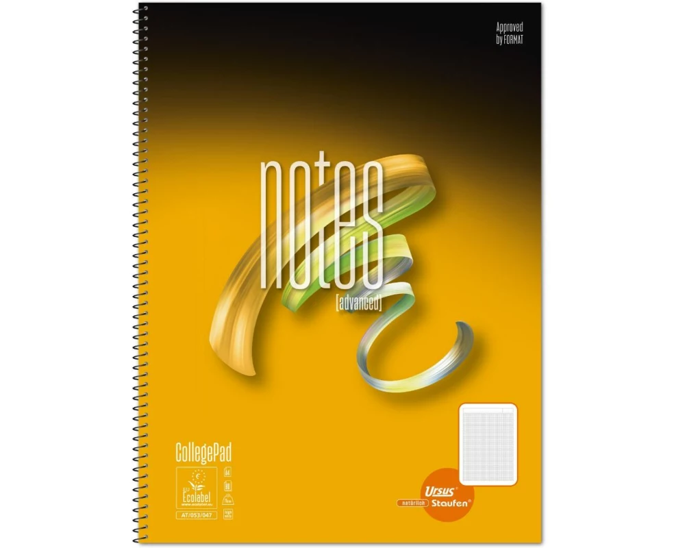 Ursusgreen Notizbuch Notes Spiral A4, 80 Blatt, kariert