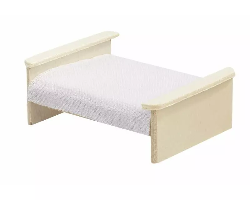 HobbyFun Mini-Möbel Bett 9 x 7 x 3.5 cm, Natur