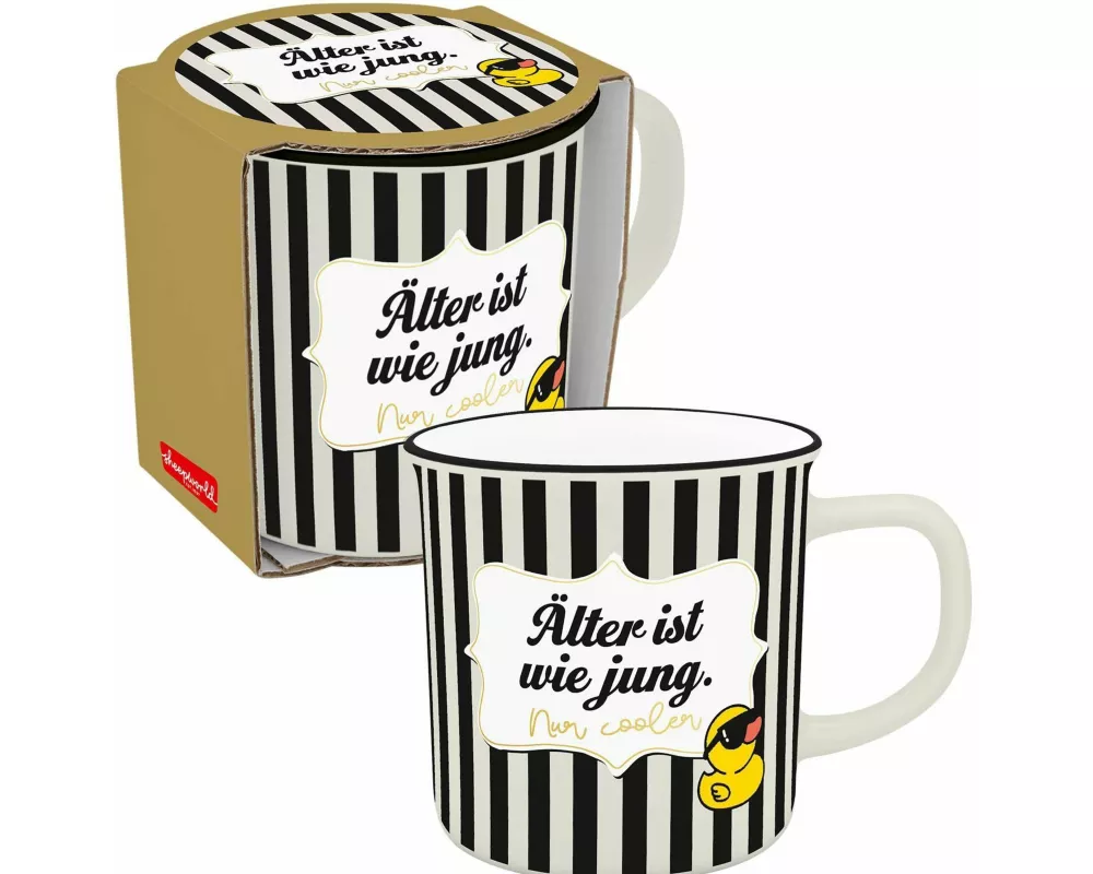 Sheepworld XL-Becher mit Motiv Ente und Spruch "Älter"