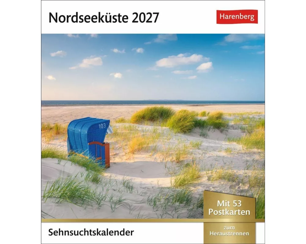 Nordseeküste Sehnsuchtskalender 2027 - Wochenkalender mit 53 Postkarten