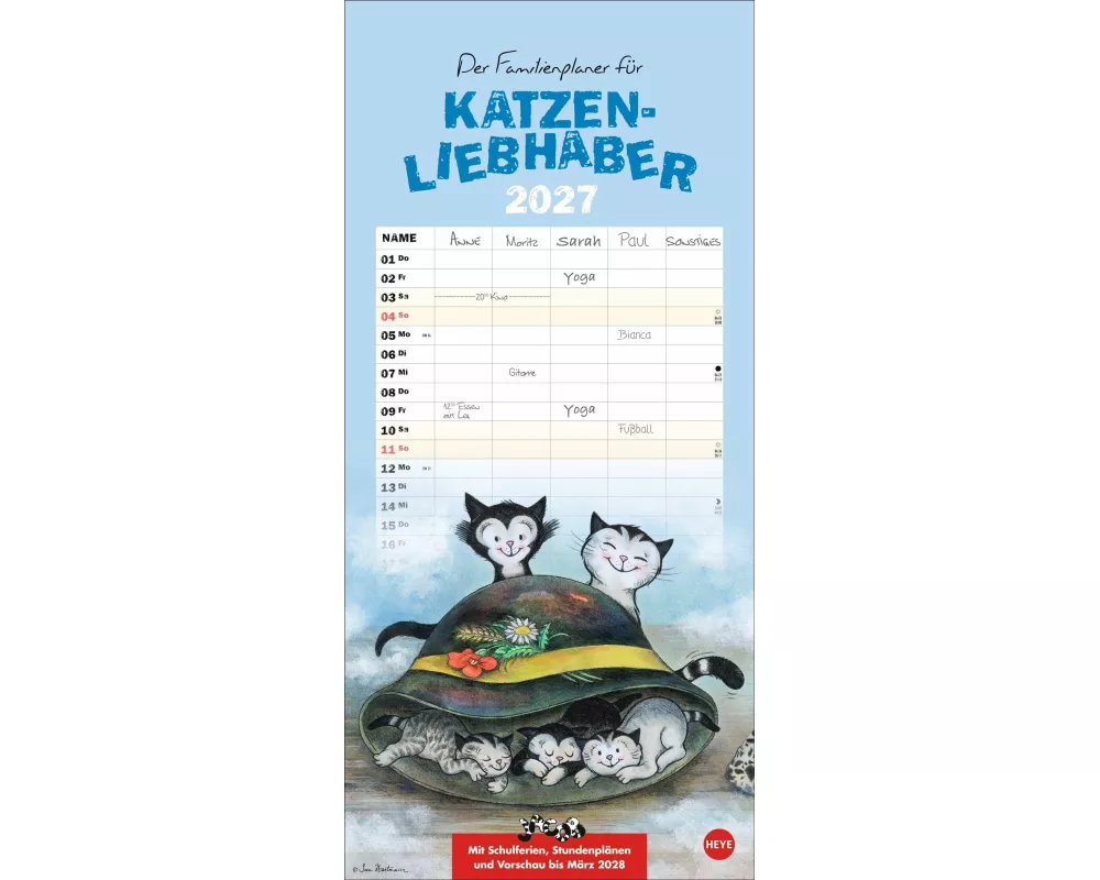 Jacob Familienplaner für Katzenliebhaber 2027