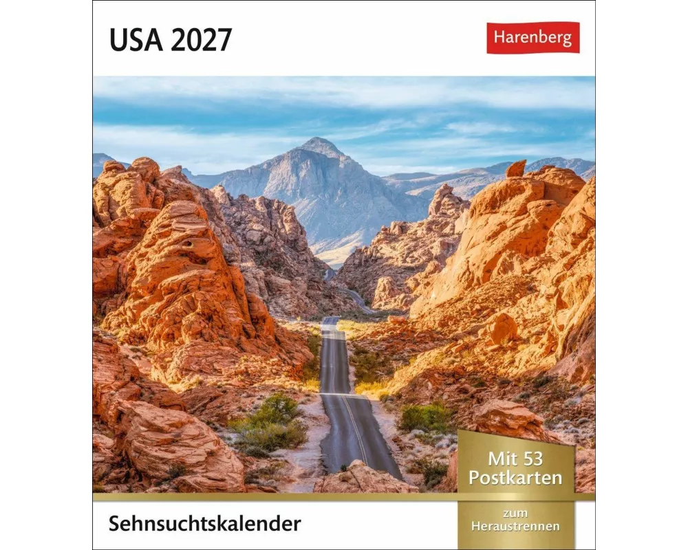 USA Sehnsuchtskalender 2027 - Wochenkalender mit 53 Postkarten