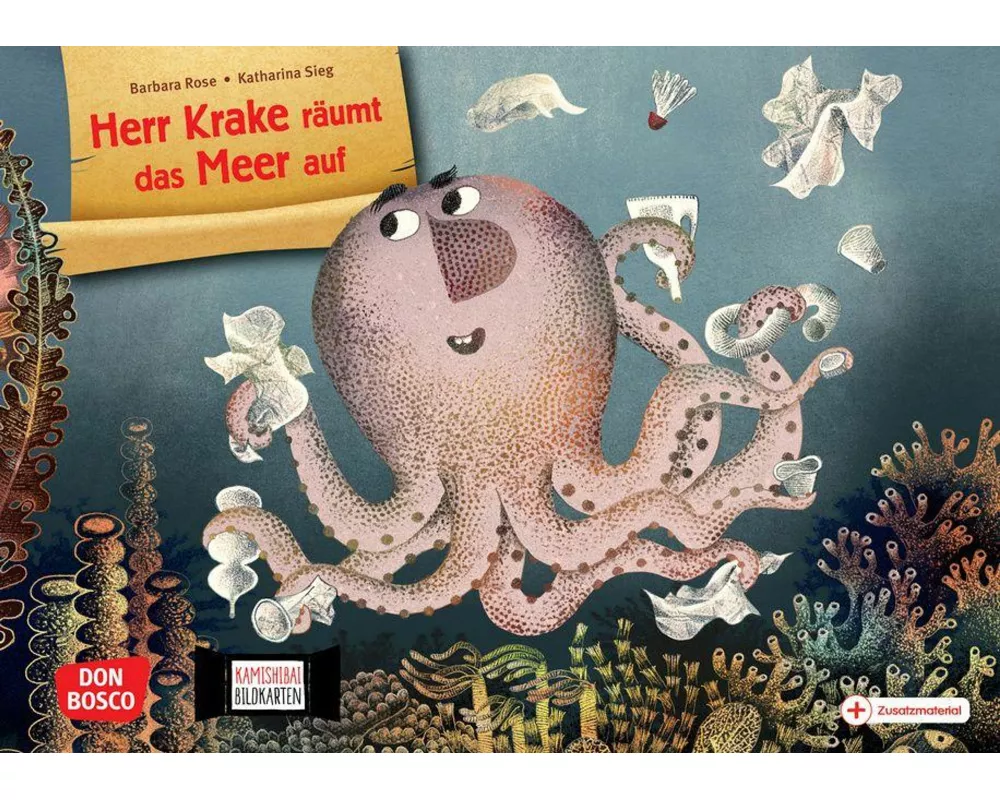 Herr Krake räumt das Meer auf. Kamishibai Bildkartenset