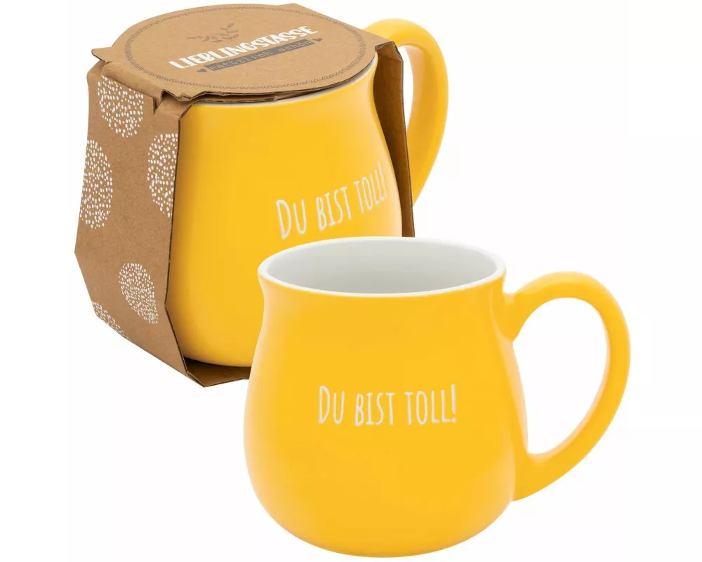GRUSS & CO Tasse bauchig graviert "Du bist toll"