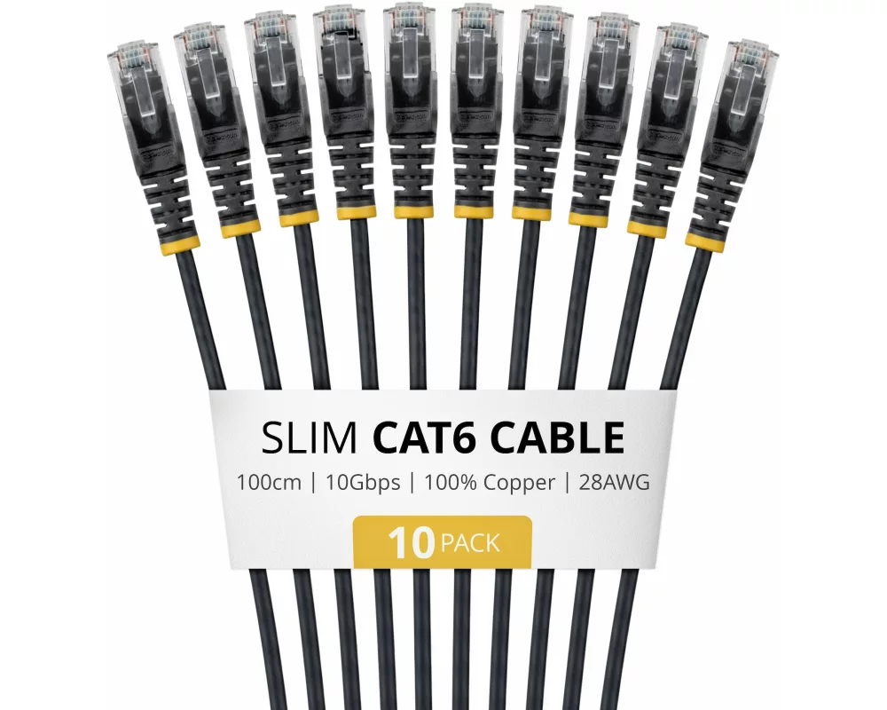 StarTech.com N6PAT100CMBKS10PK Netzwerkkabel Schwarz 1 m Cat6 U/UTP (UTP)