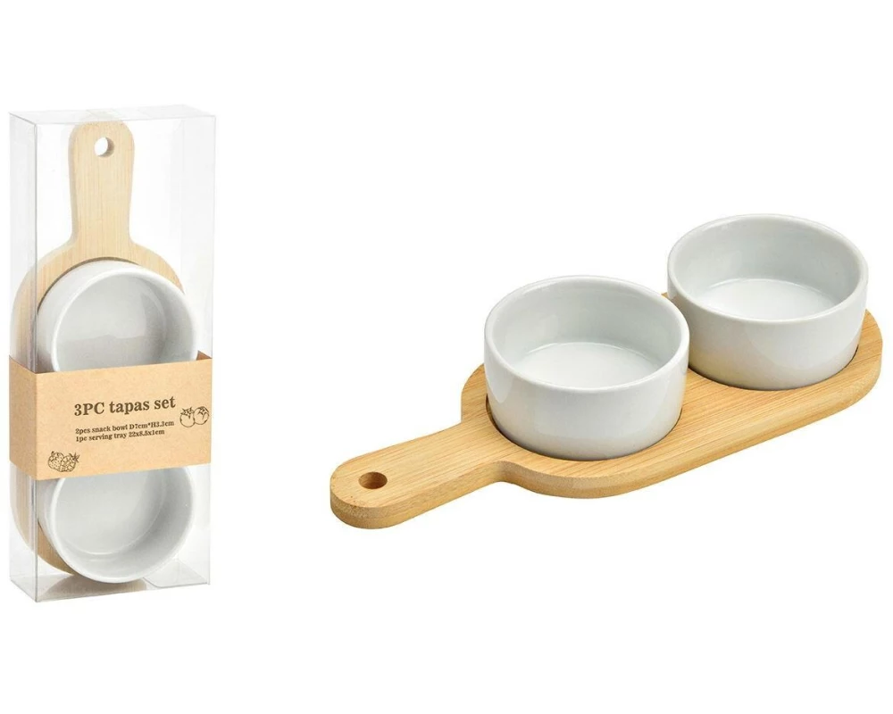 G. Wurm Snackschale rund 3-teilig, Braun/Weiss