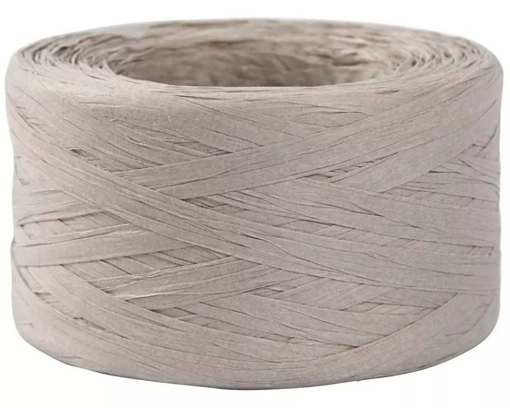 Creativ Company Geschenkband Raffiabast 8 mm x 100 m, Hellgrau