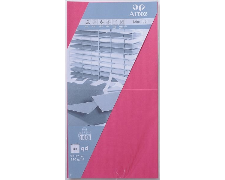 ARTOZ Karten 1001 310x155mm 107452264 220g, fuchsia 5 Blatt