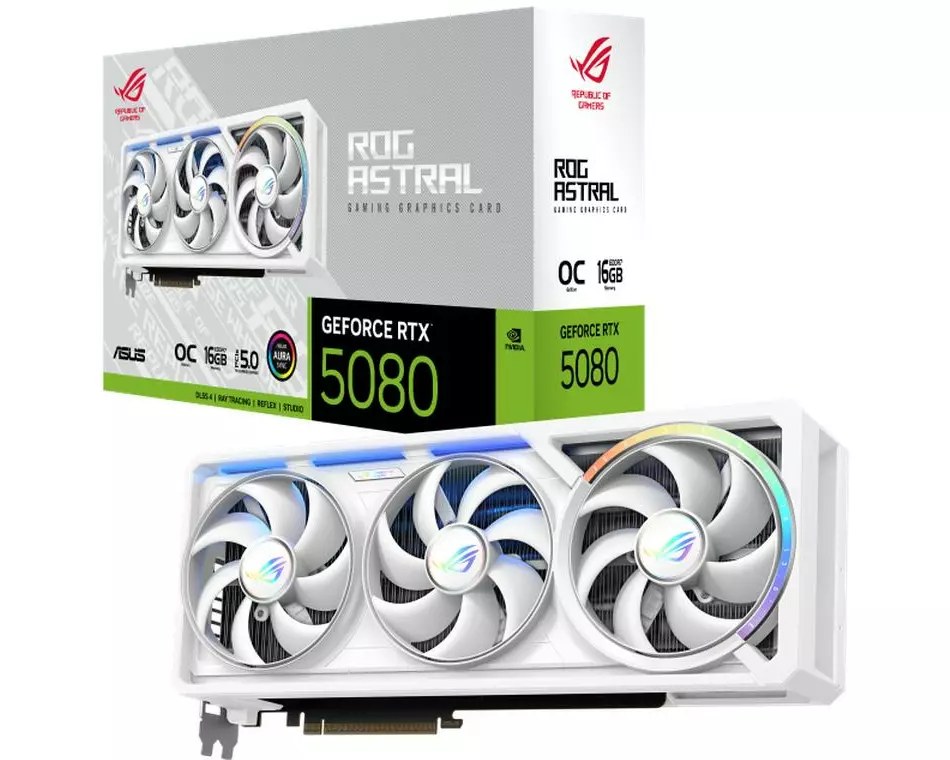 ASUS ROG Grafikkarte ROG Astral GeForce RTX 5080 16GB GDDR7 WHITE OC
